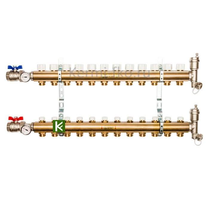 Коллектор для теплого пола с вентилями 12 выходов STOUT SMB 0468 000012